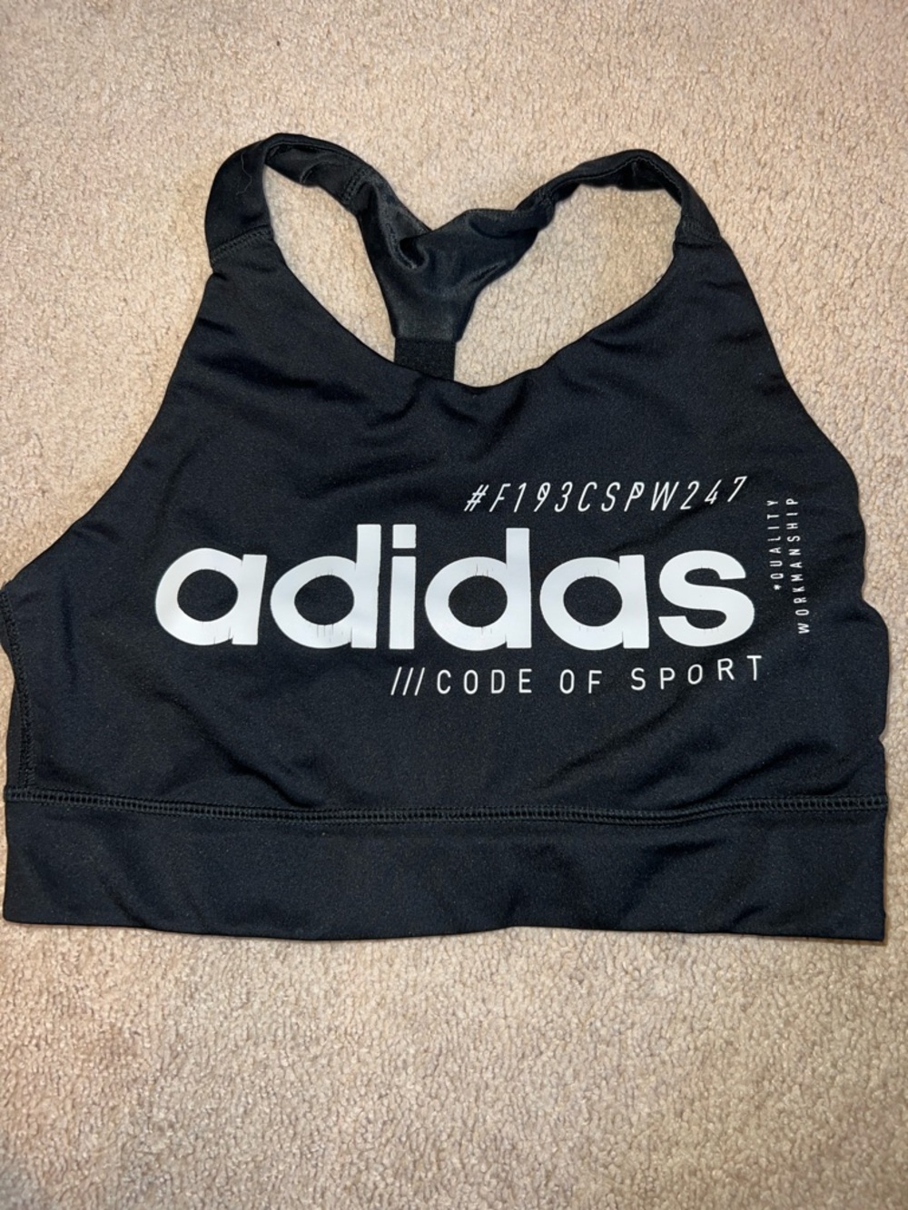adidas Black Sports Bra with White Logo - Code of Sport